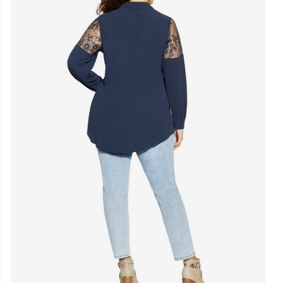 City Chic Trendy Plus Size Lacy High Low Shirt (Size 2X) - Picture 2 of 2